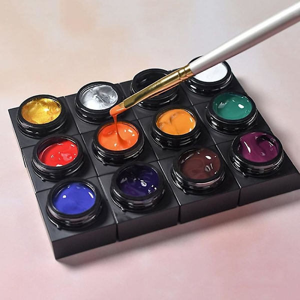 5ml Guld Stämplingsgel Nagellack Svart Vit Varnis Nagelgel Färg Rita Linje