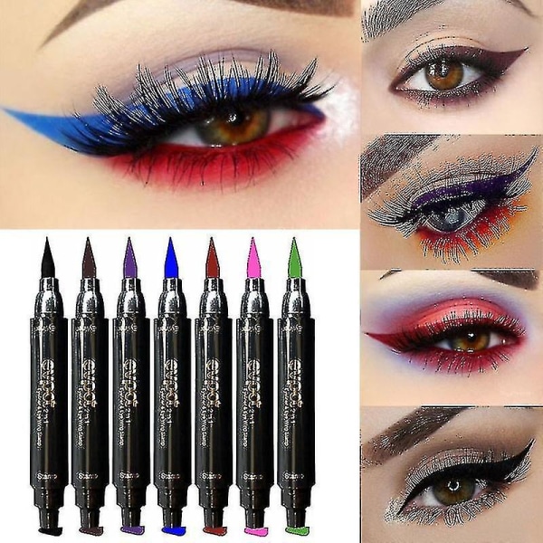 Evpct Eye Liner 2 In1 Eyeliner Stamp Seal & Pen Quick Dry Waterproof Eye Pencil Liquid Eyeliner(size,color:1pc-purple #04)