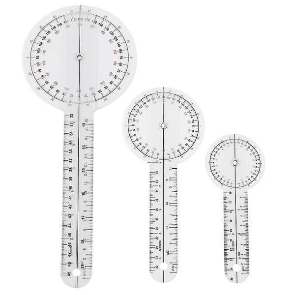 3 stk/sett Spinals Goniometer Protractors Userful Multi-ruler Goniometer Vinkel Spinal Ruler 360 Grader