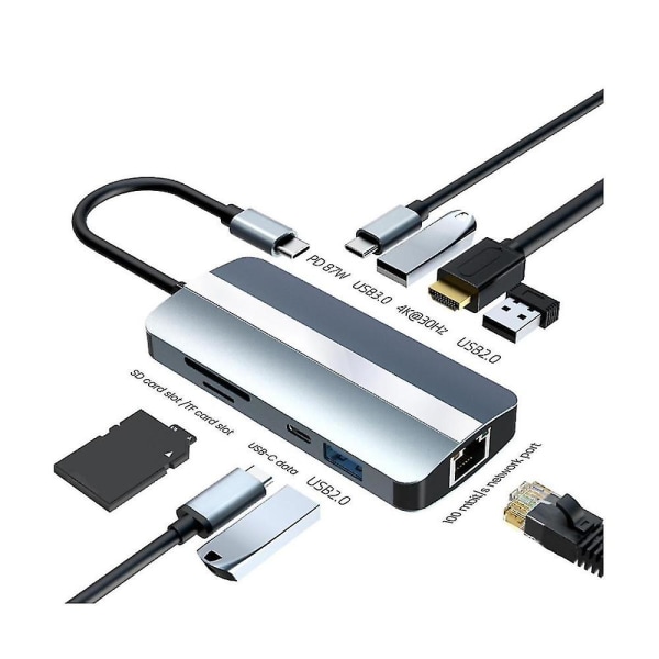 7 i 1 USB C Hub Multiport Adapter 4k Power Usbc Hub Ethernet Usb-c Dongel