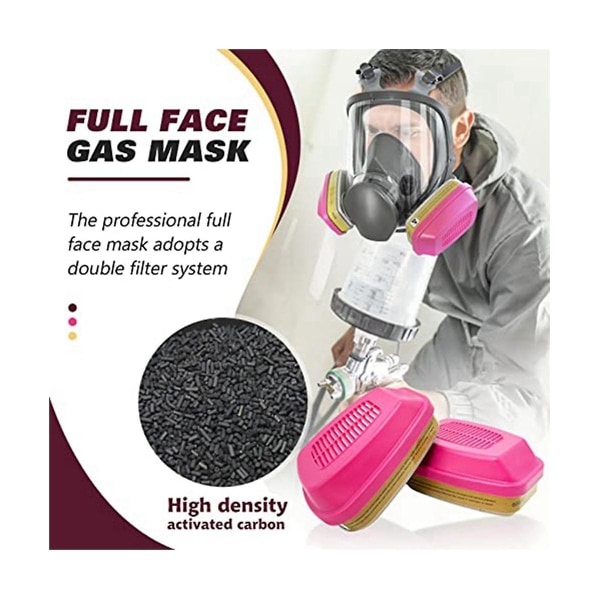 Full Face Gas Mask - 6800 gjenbrukbar respiratormaske med 60926 luftfilter for organisk damp, støv, P