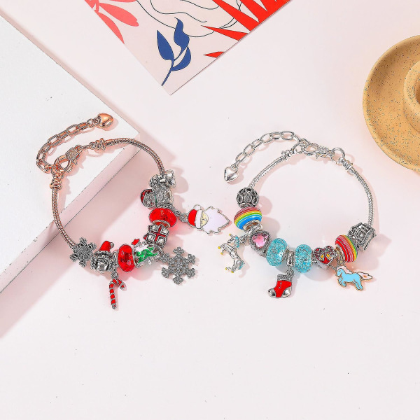 Adventskalender Jul 24 Dager Nedtelling Kalender Diy Anheng Armbånd Overraskelse Blind Box Julegaver