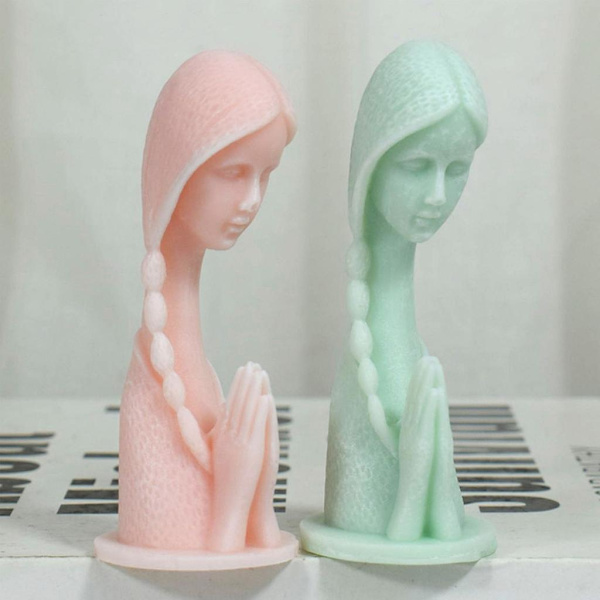 Bön Flicka Fondant Chokladform Aromaterapi Silikon Ljusform Gips