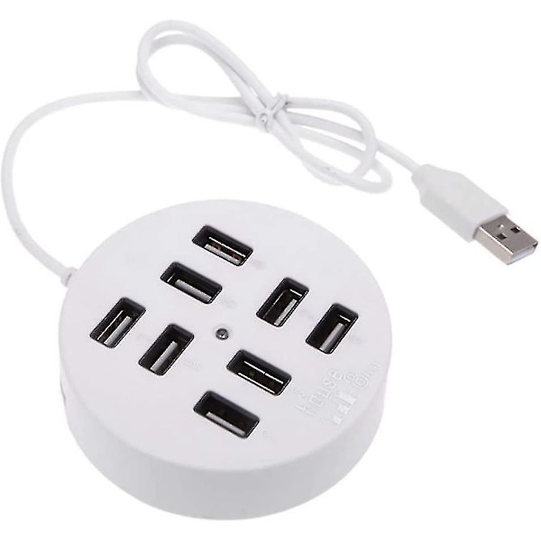 8-port boks multi-data transmission USB 2.0 hub rund multi-port fordeleradapter (hvid)