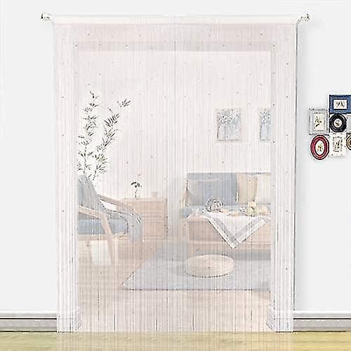 Hvit, 100x200cm Hjemmedekorasjon Perle Gardin, Polyester