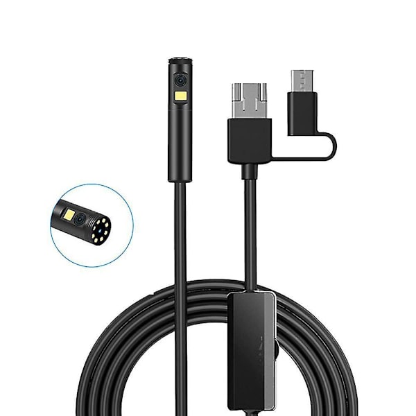 Hd 1080p dobbeltobjektiv endoskopkamera 9 myk ledning Usb Type-c Pc Ip68 vanntett rørinspeksjon B
