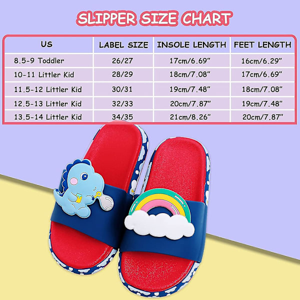 Pojkar Flickor Enhörning Slide Sandaler Söta Halkfria Cartoon Barn Tofflor Barn Strand Pool Vattenskor För Småbarn blue dinosaur 10-11 little kid