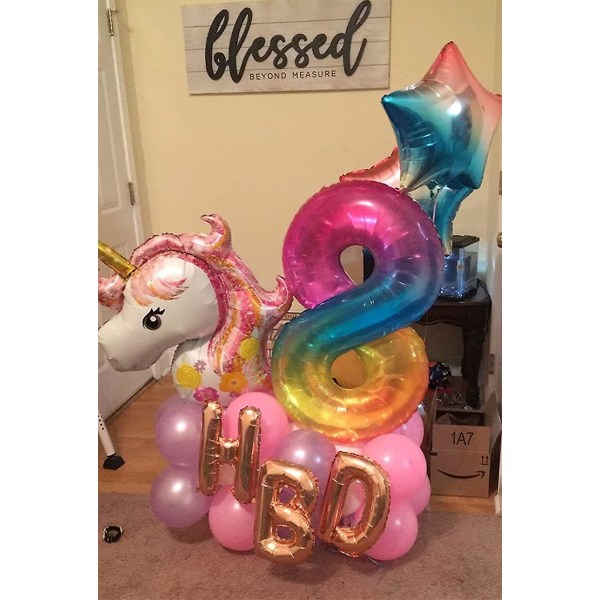 40 tommer stor regnbue nummer 1 mylar ballong helium folie ballonger stor baby bursdagsfest dekorasjoner forsyninger fargerike (10 stk, farge)