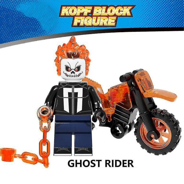 8 kpl / setti Ghost Rider -rakennuspalikat Minihahmot Kokoonpano Leikkikalut Lapsille Lahjat