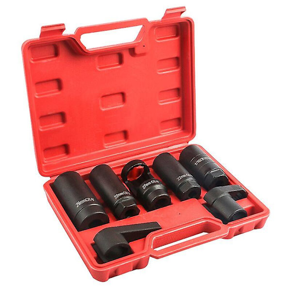 7PCS 1/2 & 3/8 Drive CR-V stål Sensor Socket Kit O2 Oxygen Sensor Sleeve Tool Wrench Socket Set