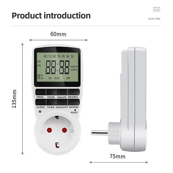 Digital Timer Switch Elektronisk 12/24 Timers Programmerbar Timing Socket