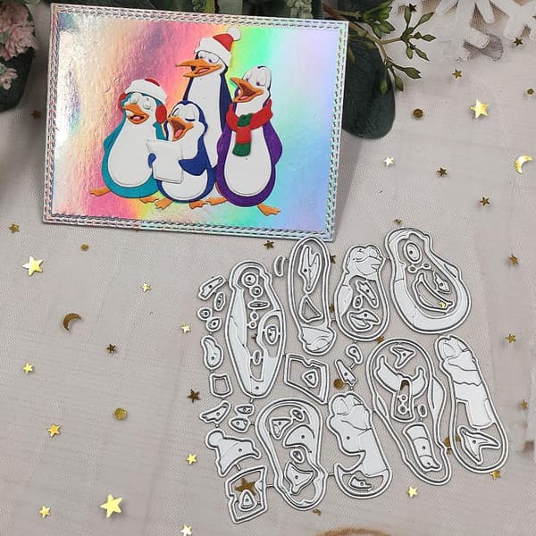 Joulupingviini Metallileikkurit Scrapbooking Stencil Die Cuts Kortti Emboss