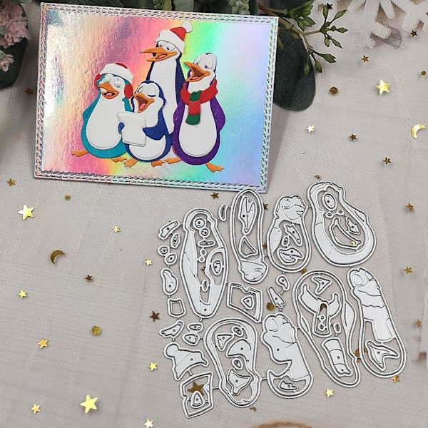 Jul Pingvin Metall Skärmaskin Scrapbooking Stencil Die Cuts Kort Prägling