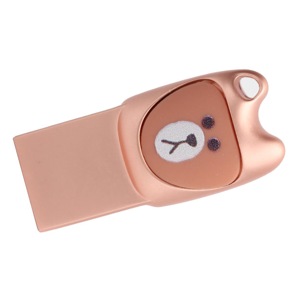 USB 2.0 Metal Cartoon U Disk 64GB Flash-asema Android-matkapuhelinsovittimella