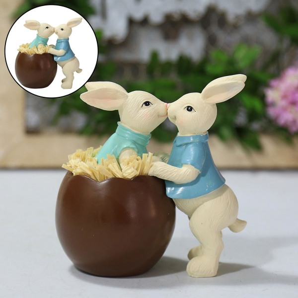 Påskestykker Sjokolade Par Familie Bunny Resin Håndverk Dekor