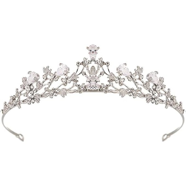 Bridal Tiara Crown Rhinestone Tiara Crown Crystal Bröllop Tiara Pannband Crystal Flower Bröllopskrona