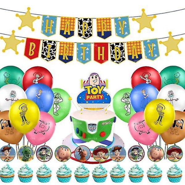 Woody Buzz Lightyear Birthday Frozen Balloons Kit lateksi ja lippu