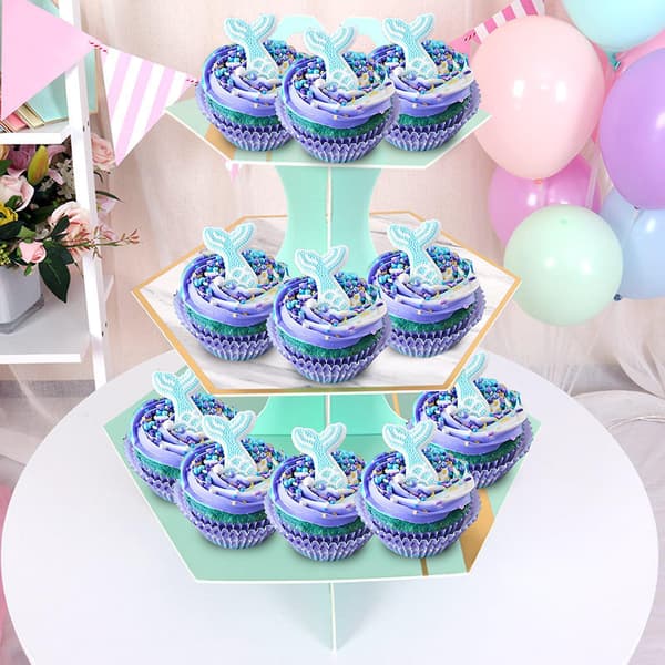 3-etasjes pappkakesstativ Dessert Tower Treat Stacker Platter Matservering