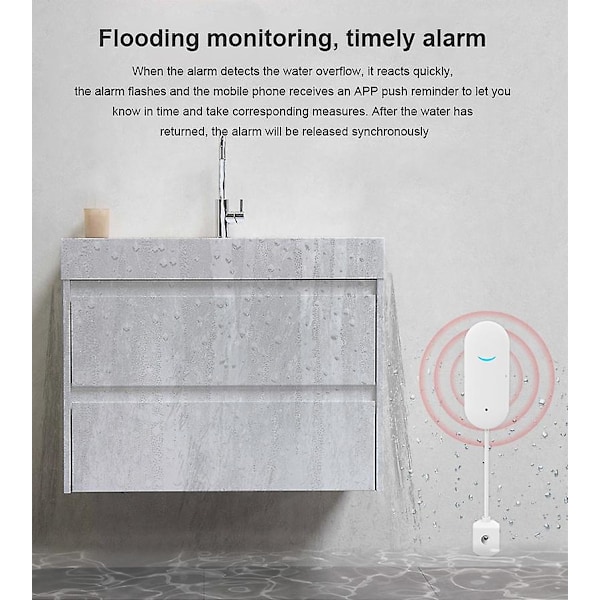 Aubess Tuya Wifi Vattenläckage Sensor Smart Home Vattenläckage Detektor Översvämningsvarning
