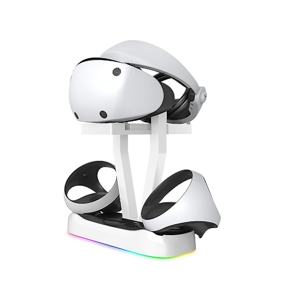 PS VR2 -lataustelakka, peliohjaimen lataustelakka, säilytysteline RGB-valaistuksella