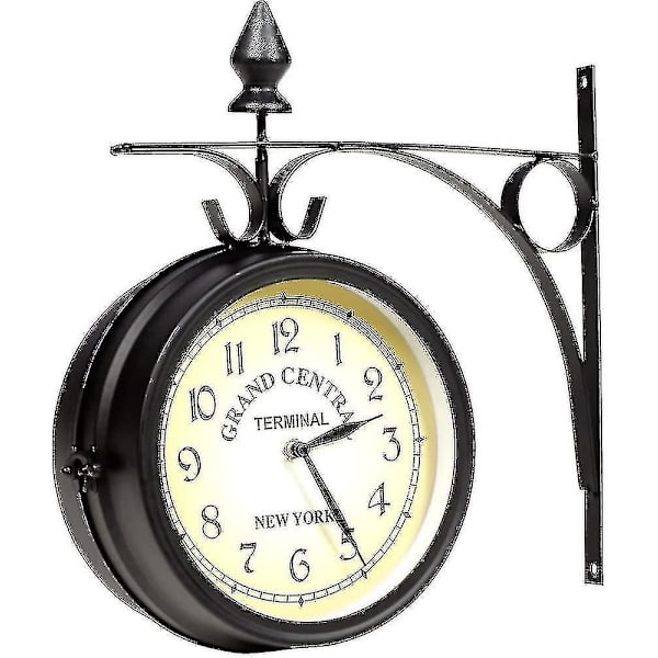Væg ur i smedejern Have ur Stationsur 2-sidet Håndlavet Grand Central Terminal New Yo Hy