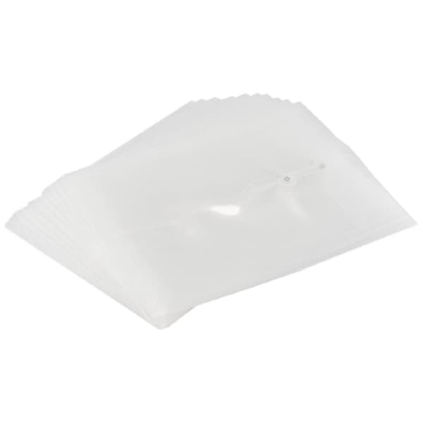 12-pack transparenta plastfickor med knapp och snöre