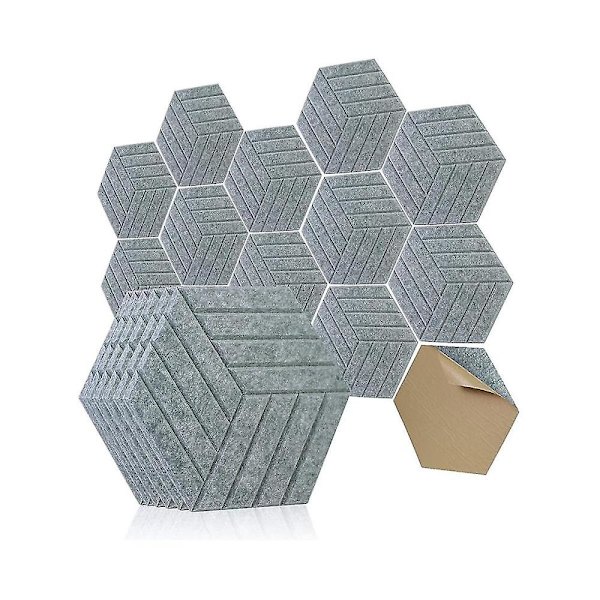 Lydisolerede Paneler Hexagon Selvklæbende, 12 stk. Akustiske Paneler, Lydabsorberende Panel Til Studie