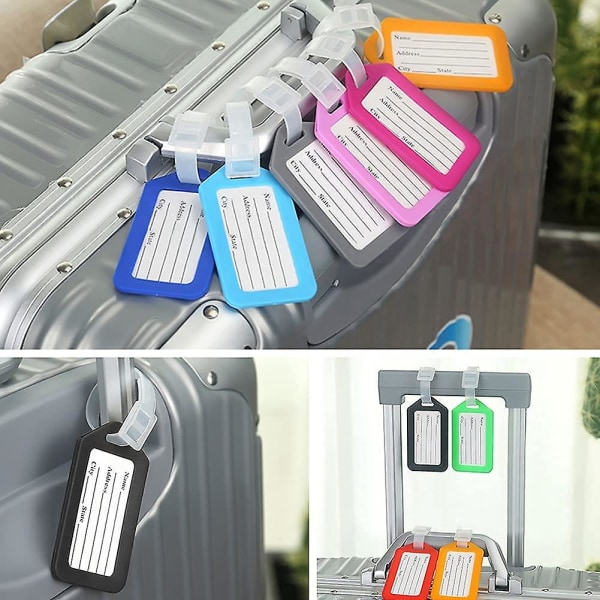 Bagagelappar, 12 st reselapp Justerbar och robust bandringdesign för märkning av nycklar, resväskor, väskor, husdjur
