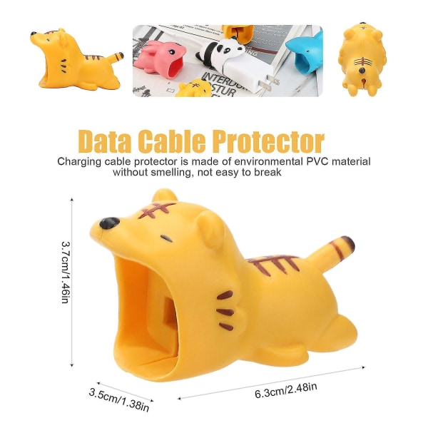 6 stk Animal Bite Telefon Oplader Kabel Beskytter - Dyr Usb Oplader Lednings Beskytter, Animal Bite Lade Kabel Beskytter