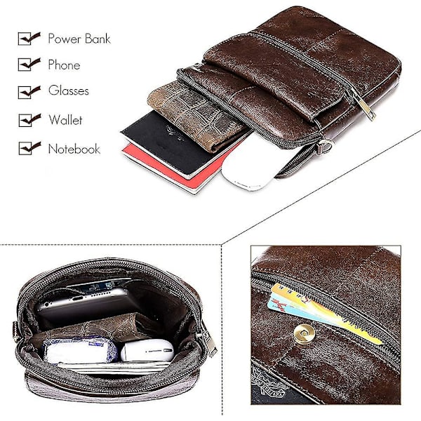 Unisex Skuldertaske Lille Skuldertasker Læder Messenger Crossbody Taske Til Mænd Gave