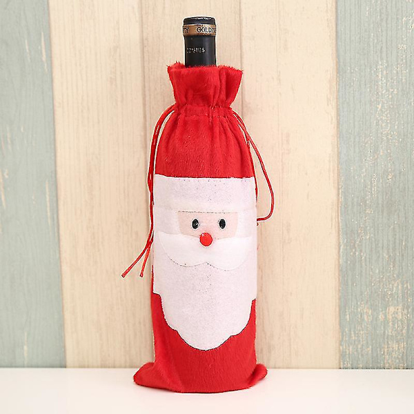 3 st jul vin flaska väska presentinslagning dragsko påse tomte