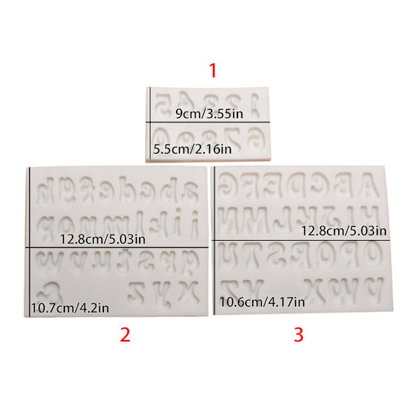 3 stk. Silikone Choaolate Form Fondantforme Engelske Alfabet Tal Formet