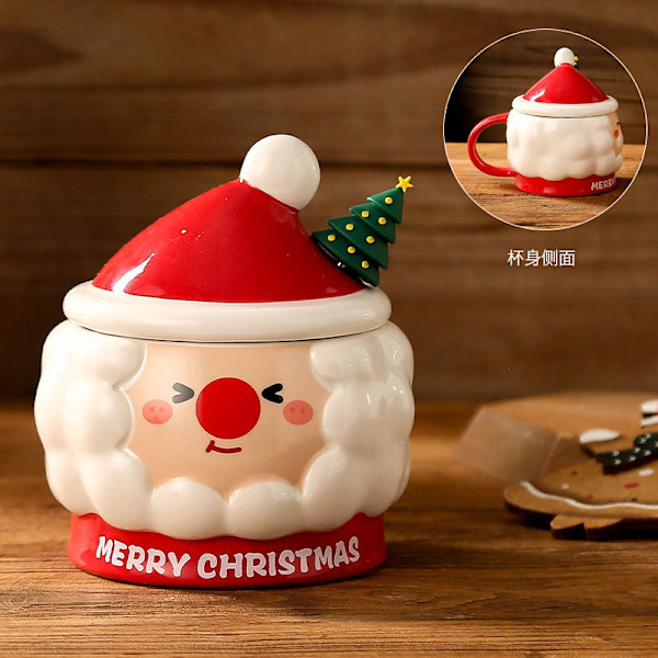 Julekop Kreativ Julekop Julemandskop Med Låg Ske Kop Souvenir Vandkop Gave Håndmalet santa claus mixed color 1 box 48 pcs 301-400ml