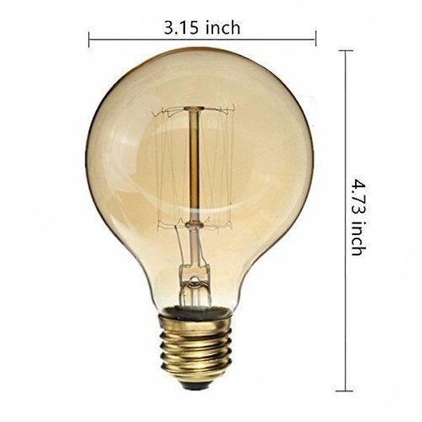 Lot 6 stk. 40w pærer E27 Vintage Edison G80 Glødepære Varm Hvid 220v