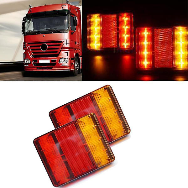 2 stk. 12V Baglygter Trailer Lygter 8LED Bil Baglygte Lastbil Baglygte