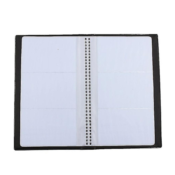 Sort læder 120 visitkort holder bog pung cover etui mappe