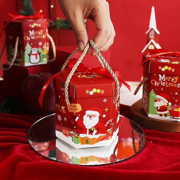 10 st julgodisäppelaskar, julgodisaskar, små presentförpackningar, julgodisaskar