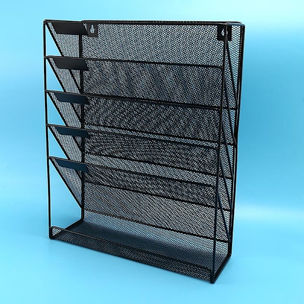 Metal Mesh Væghængt Magasinfilholder Kontorbord 5 Lag Interval Arkivfil Magasin Mag
