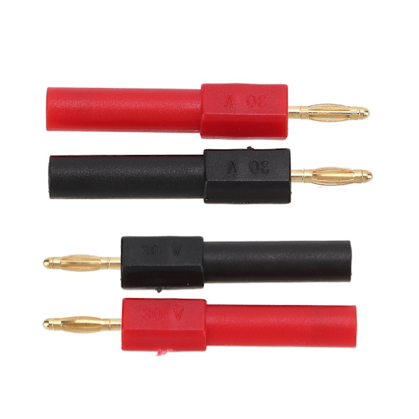 5-pak bananpluggadapter PA messingmaterial 2mm/0,08 tommer hann til 4mm/0,16 tommer hunn rød svart bananpluggkontakt
