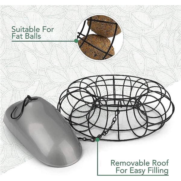 Metallfettballholder for fugler som henger med netting i rustfritt stål - Økologisk fuglefôring uten nett