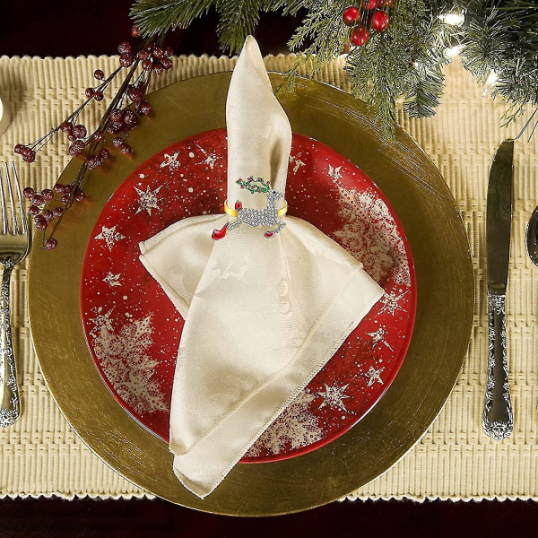 Tal 8 stk. juleserviettringer til spiseborddekking - Rustikk middagsborddekorasjon for bryllupsmottakelser, jul, Thanksgiving Ho