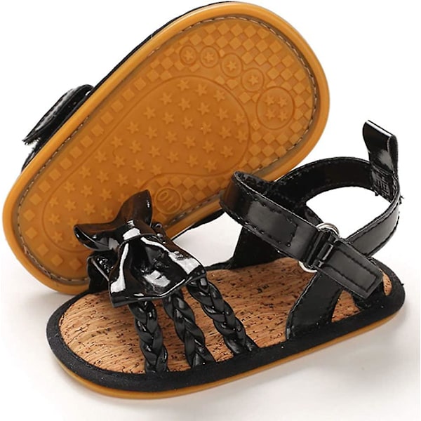 Baby Sandaler Jenter Myke Såler T-stropp Flip Flops Småbarn Førstegangsvandrer Krybbe Kjolesko 3-18 Måneder 10 black 3-6 months infant