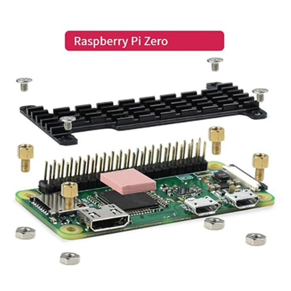For Raspberry Pi Zero W, Zero 2 W kjøleribbe i aluminium med termisk pute