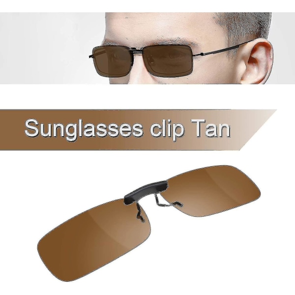 Rammeløse clip-on solbriller, Uv400 polariserte solbriller Lens mørkebrun