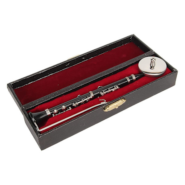 Miniature Klarinet Model Legetøj (5,12in) Med Stativ Og Etui - Vis Musikinstrumenter