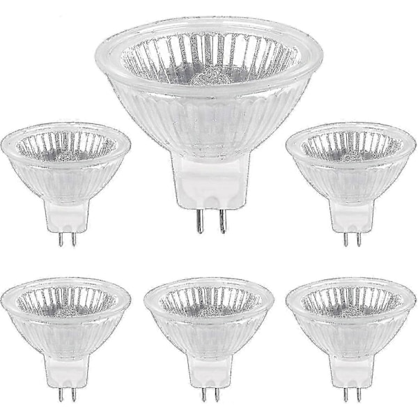 Halogenpære GU5.3 50W 12V, 800lm Varmt Hvidt 2700K Dæmpbar, Halogen Spotlight Pære MR16, Pakke med 6