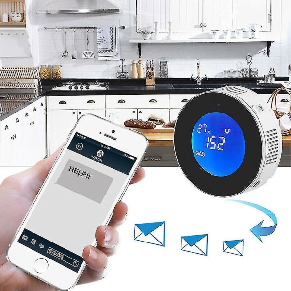 Wifi-kaasunvuotohälytin, vuotoilmaisin, kaasuilmaisin, LCD-lämpötila-anturi älykästä elämää varten