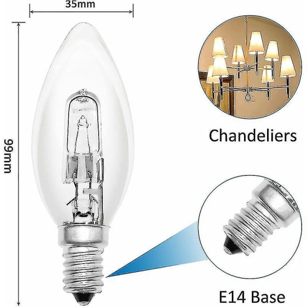 E14 Glödlampa Ljuskälla 60w 230v, E14 Flamma Ljuskälla, Dimbar Varm Vit 2700k, 650lm, C35 Klar Ljuskälla, Kompatibel Kronljusstake, Skrivbordslampa, 6-Pack