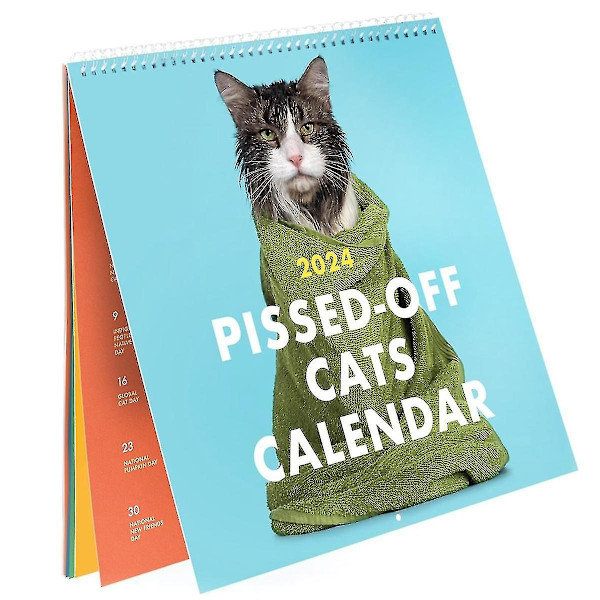 Förbannade katter kalender 2024 rolig väggkalender, kalender, hängande kalender, 12 månader