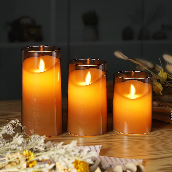 Flimrande flamlösa LED-ljus med fjärrkontroll och timer, idealiska för Halloween, jul, fest
